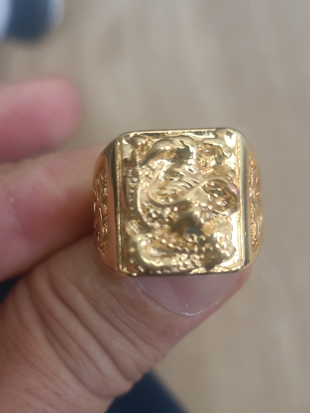 Gold Dragon Signet Ring for Men